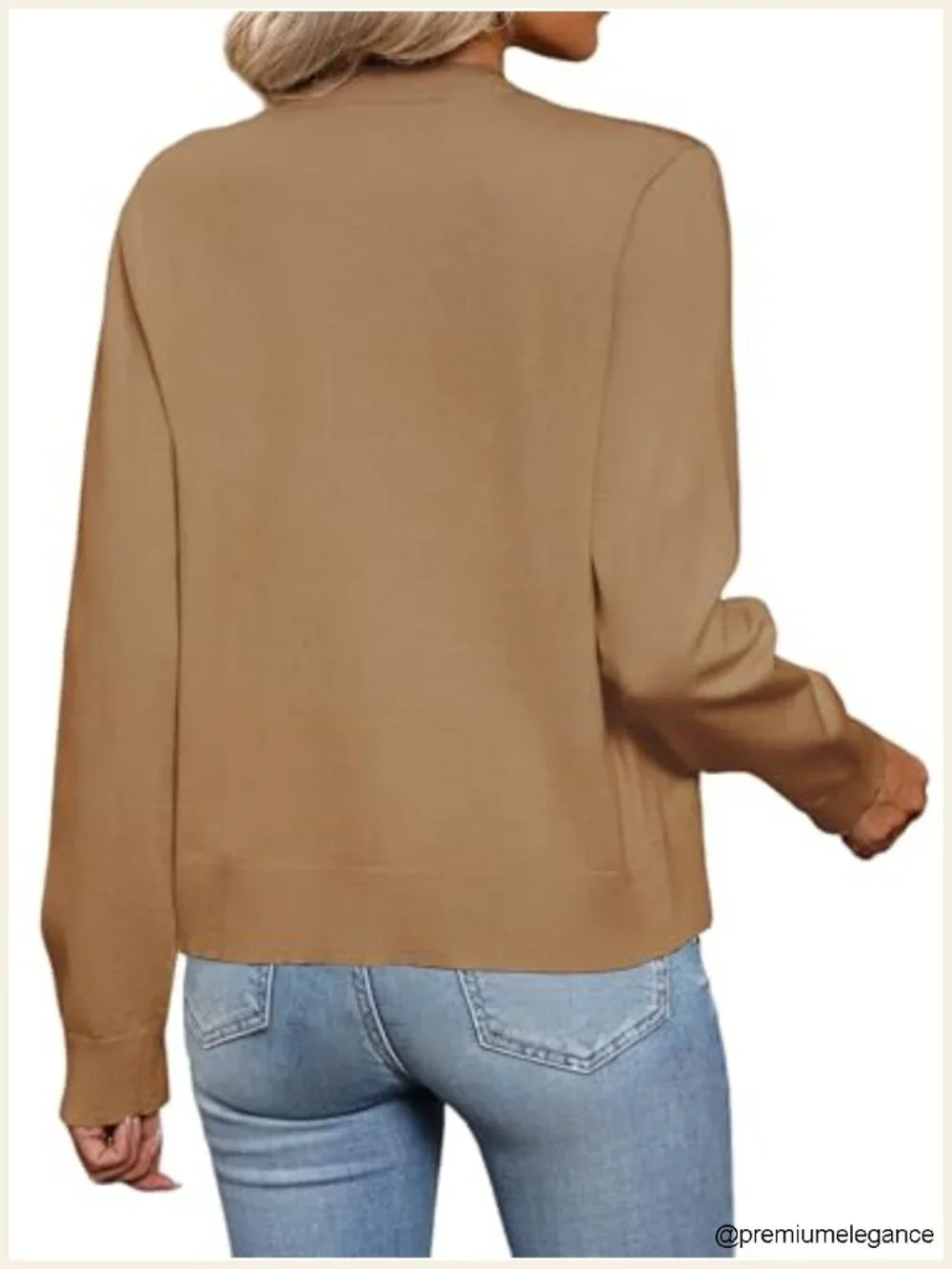 Lightweight Crew Neck Button Down Long Sleeve Cardigan Sweater
